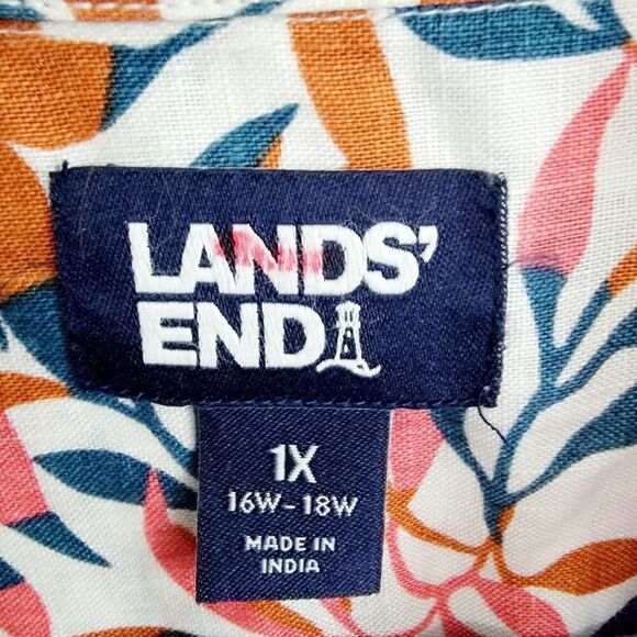 Lands End 1X 100% Linen Long Roll Tab Sleeve Button Up Women's Shirt Pckts‎ - Picture 6 of 7